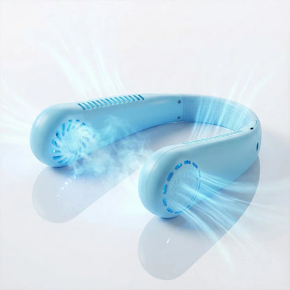 Blue neck fan on a white background